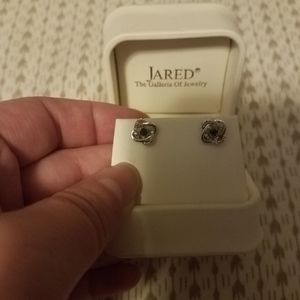 Jared Black Diamond White Gold Knot Earrings